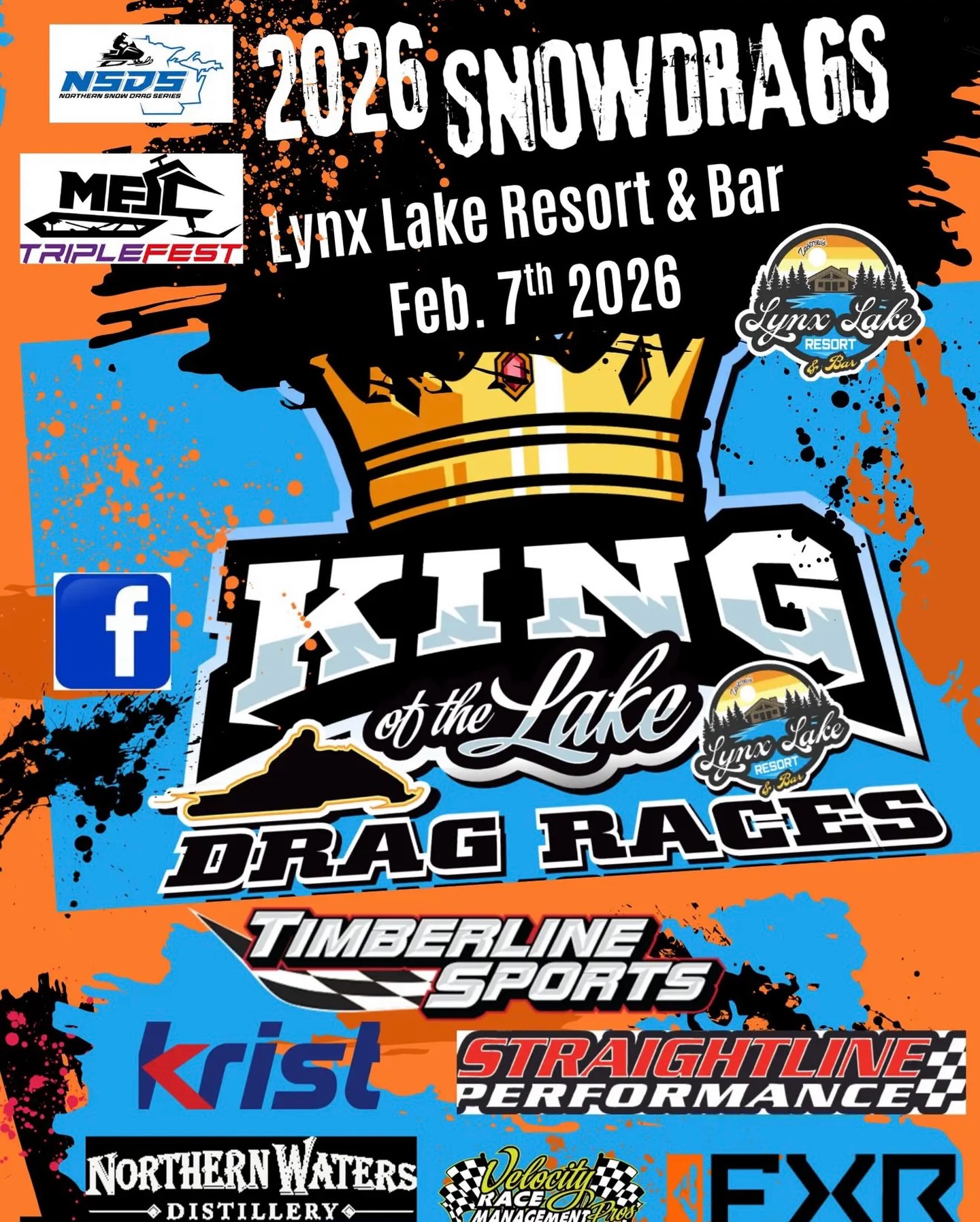 🔥⏰ REMINDER! ⏰🔥

🏁👑 KING OF THE LAKE SNOW DRAGS — 2026 👑🏁
 The crown is up for grabs and the ice is calling! 

📅 Saturday, February 7th, 2026 ⏱️ Racing starts at 9:00 AM EST 📍 Lynx Lake Resort & Bar 10683 County Rd B, Presque Isle, WI 54557

🚀 500’ groomed drag strip 🏆 Classes from kids 120cc to full-blown modified King of the Lake 🍹 Hole Shot Ice Bar featuring Northern Waters Distillery 🍔 Food, drinks, racing & nonstop winter vibes

👉 Register now: https://secure.tracksideprereg.com/northernsnowdragseries/?event=a9b3d370dd7c72a4f50985d1e4d30235

Don’t miss the biggest winter showdown on the lake — whether you’re racing or cheering trackside! 🏁❄️🔥

#KingOfTheLake #SnowDrags2026 #LynxLakeResort #NorthernSnowDragSeries #StraightlinePerformance