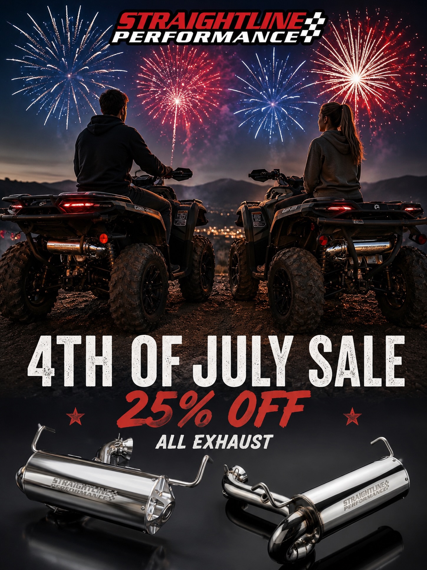 🇺🇸 The holiday weekend is here—and so are the savings.If you’ve been waiting to upgrade your machine, now’s your chance.✅ 25% OFF SITEWIDE ✅ Through July 7 ✅ Code: AMERICA2026From trail-ready exhaust systems to lighting and performance upgrades, we’ve got everything you need to make this your best riding season yet.Don’t wait until the last minute—popular items are already moving.👉 StraightlinePerformance.com#StraightlinePerformance #UTVNation #CanAm #PolarisRZR #FourthOfJuly