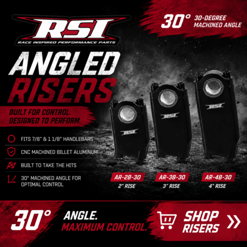 RSI 30° Angled Handlebar Risers – Black Anodized Available in 2″, 3″, and 4″ Heights