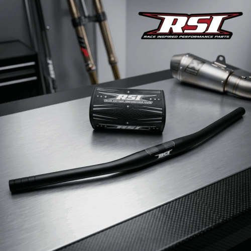 RSI Backcountry X-Wide Tapered Aluminum Handlebar – Black Anodized 1-1/8″ Center Clamp Area • 7/8″ Control Ends • 13° Sweep • 0″ Rise • 31.5″ Width