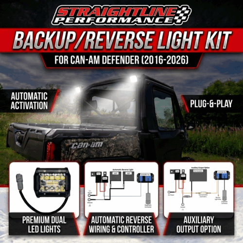 SmartWire Backup/Reverse Light Kit for 2016-2026 Can-Am Defender- (base kit with premium dual lights & Auxiliary kit)